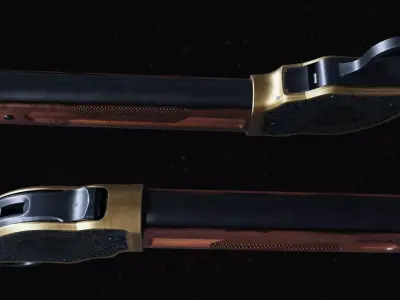 Wild West Gun Winchester 1887 - Long - Engraved Low-poly 3D model