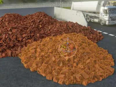 Heap of Clay Brick Demolition Material  Low-poly 3D model