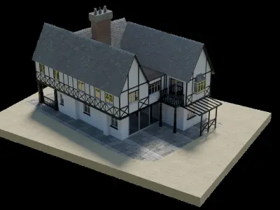 modern-medieval house Low-poly 3D model