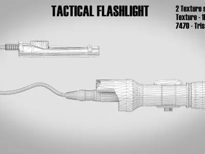 Tactical Flashlight Two Texture sets Low-poly 3D model