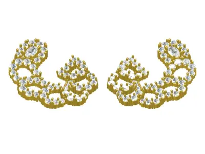 Antique Crystal Round Diamond Stud Earring 3D print model