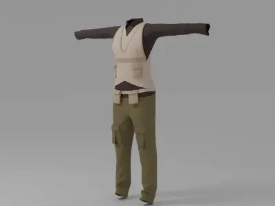 WW1 Fighter Pilot Uniform Low-poly 3D model