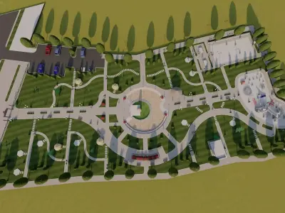 public park-Private Park Landscape 3D model 18