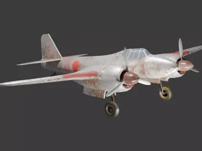 Old and rusty Kawasaki Ki 96  3D model