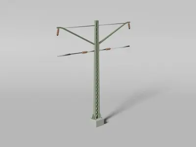 Middle overhead line mast for railway lines 3D model