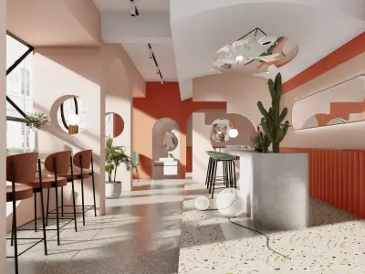 Modern commercial street 3D model
