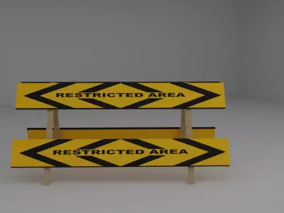 Yellow barrier Free low-poly 3D model