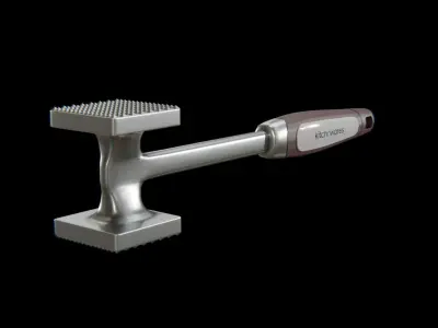 Meat Hammer Kitchnwares with brown rubber handle Low-poly 3D model