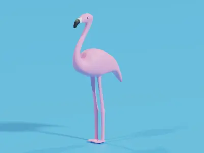 Cartoon Flamingo 3D model