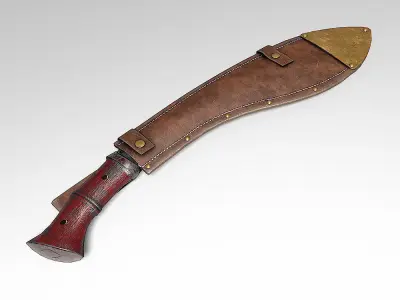 Kukri knife pbr realistic 3d model  Low-poly 3D model