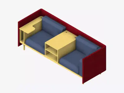 Sofa - Contemporary - Flame - Medium - Central Shelf Work Shelf Low-poly 3D model