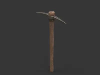 AXE GAME READY wooden hammer Low-poly 3D model