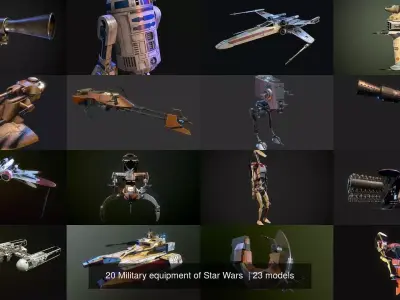 20 Military equipment of Star Wars  3D Model Pack