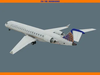 CRJ700 United Low-poly 3D model