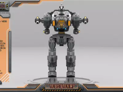 Werewolf BattleMech Low-poly 3D model