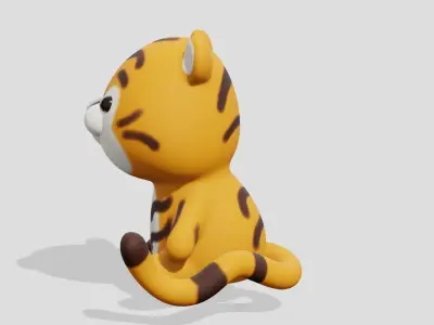 Cute little tiger sitting  3D model