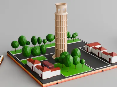 Iconic Landmarks 3D Model Pack Free low-poly 3D model