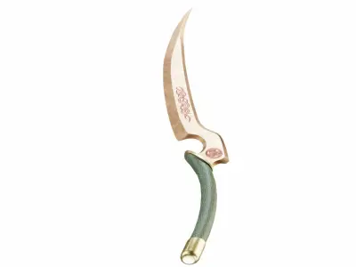 Short curved sword  Low-poly 3D model