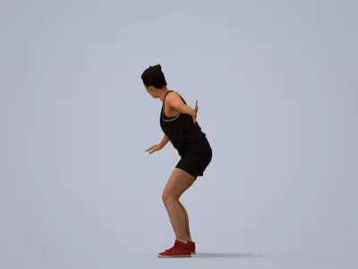 00568Nicole009 - Adult Caucasian woman crouching during 3D model