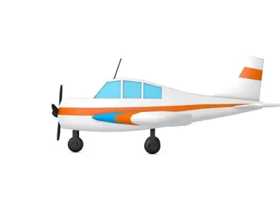 White Airplane Low-poly 3D model