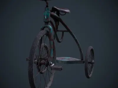 Old child bicycle Low-poly 3D model