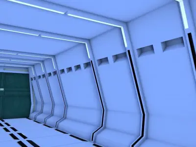 sci fi corridor 3D model 166