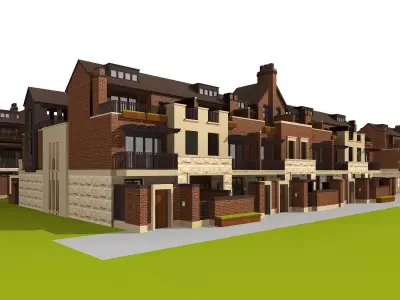 Villa brick townhouses 3D model