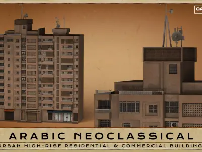 Arabic Neoclassical  Residential and Commercial Building Low-poly 3D model