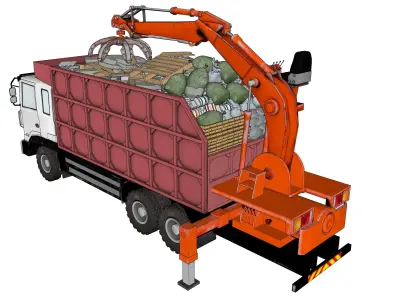 ClawTruck garbage truck with crane 3D model