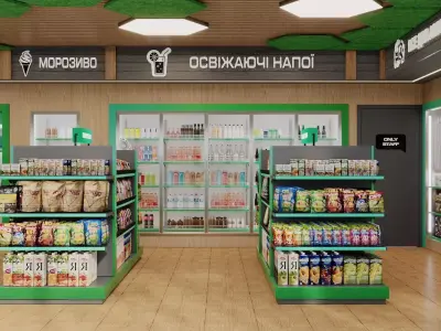 Gas Station Architecture Scene  Modern Fuel Station 3D model
