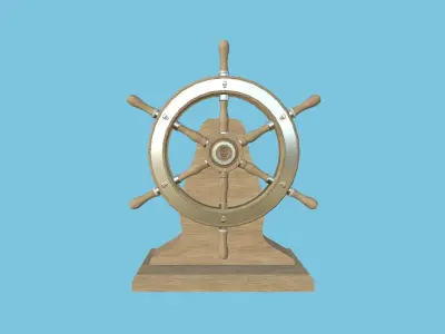 Pirate Ship Wheel 07 - Clear Wood - Helm Interior Parts Low-poly 3D model
