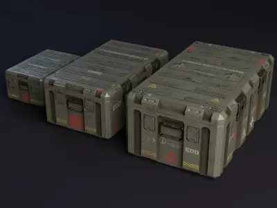 Military boxes GameReady Low-poly 3D model