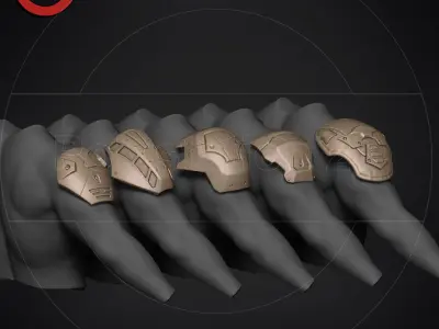 Sci fi shoulder armour kitbash v1 pack of 5 3D model
