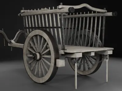 Medieval Bullock Cart Low-poly 3D model