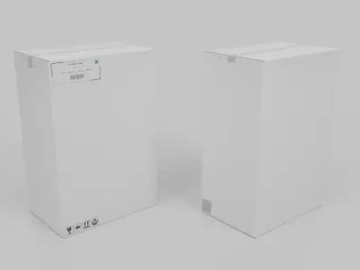 White Cardboard Box R-469 - Rigged and Customizable Low-poly 3D model