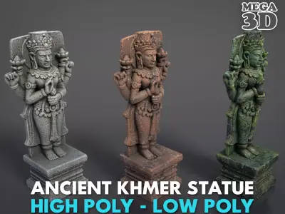 Ancient Khmer Statue20-250523 Low-poly 3D model
