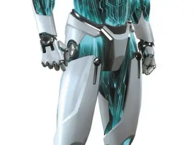male robot military white blue Free 3D model