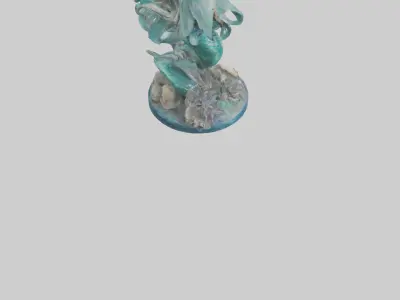 Fantasy Mermaid statue model Low-poly 3D model