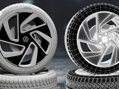 Volkswagen car tyre 3D model