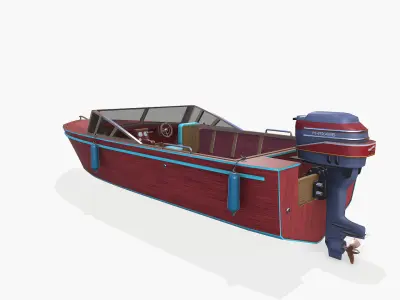 Old Vintage Speedboat Low-poly PBR Low-poly 3D model