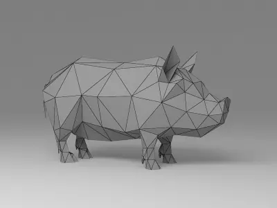 Pig Low Poly polygonal 3D model