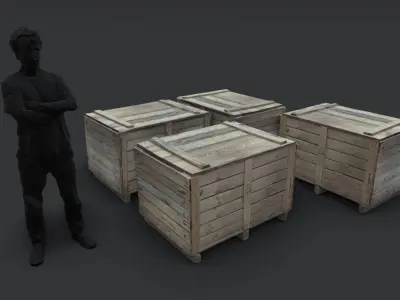 wooden box Low-poly 3D model 12