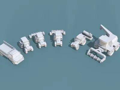 Lowpoly farming vehicle Low-poly 3D model