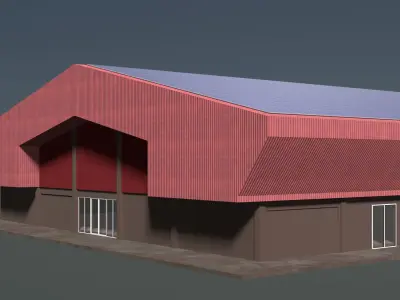 Solar roof on warehouse 24e03 3D model
