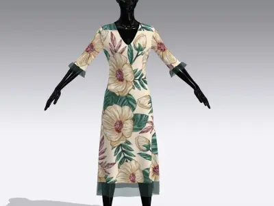 Female Cloth Dress Low-poly 3D model