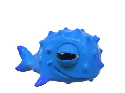 whale cartoon with rig 3D model