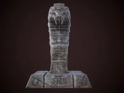 Mayan statue snake Low-poly 3D model