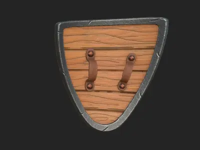 Shield 2 wooden Free low-poly 3D model