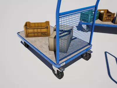  Industrial Logistics Platform Trolley Variation Pack Low-poly 3D model