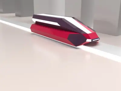 Low poly futuristic 3d vehicle exterior design Low-poly 3D model